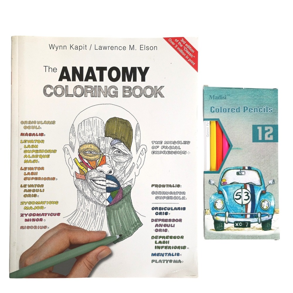 The Anatomy Coloring Book 3rd Edition Wynn Kapit Lawrence Elson 12 Pencil Bundle